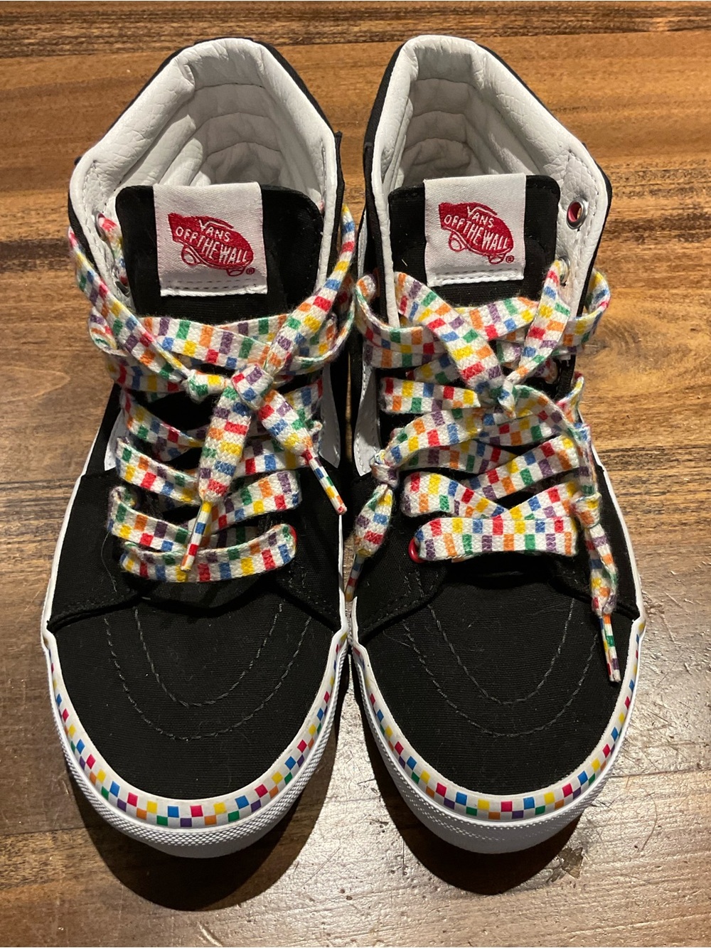 Vans Sk8-Hi Rainbow Checkerboard Grade School shoes